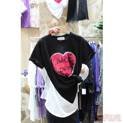 【廠家直銷2018夏季愛(ài)心字母亮片短袖T恤女韓版寬松白色純棉百搭上衣1495】深圳市南山區(qū)伊人醉服飾批發(fā)商行 - 產(chǎn)品庫(kù)